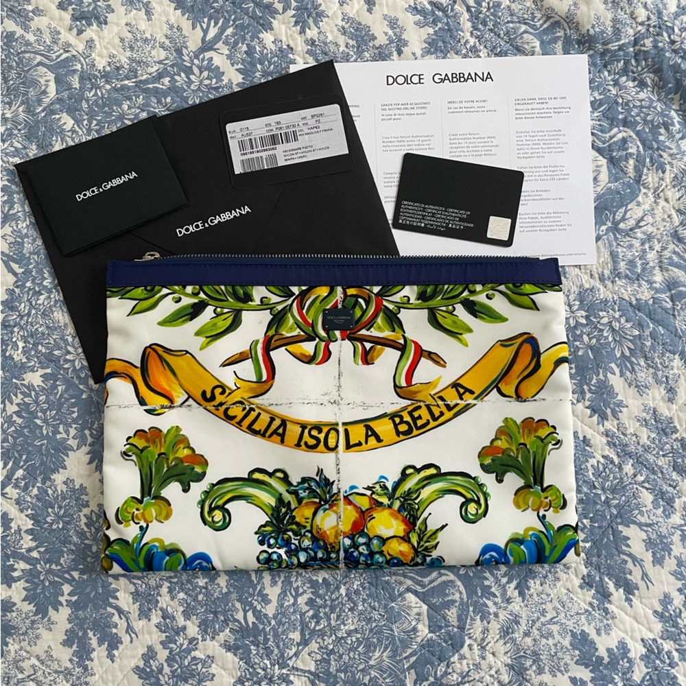 Dolce & Gabbana Sicilia Isola Bella Multicolor Nylon Pouch